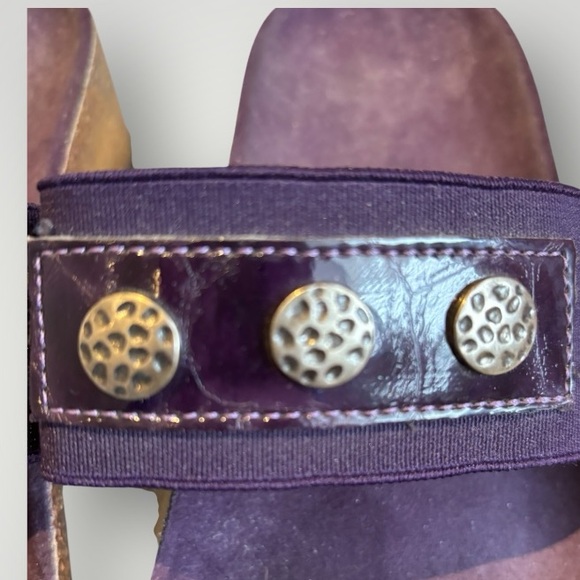 Purple Suede Slide Cork Platform Sandals silver Detail Double Strap Women’s 10 - Picture 3 of 6